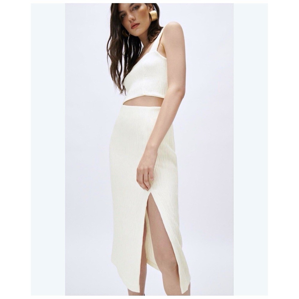 SHEIN Elenzya 2 pcs Women's Casual Solid Color Knit Crop Top & Skirt, Slim Fit M